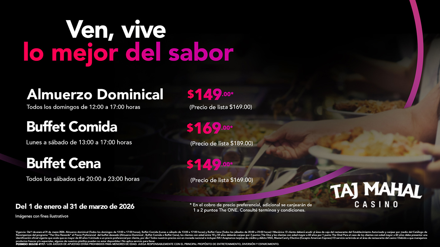 Disfruta tu Buffet ahora a precio preferencial